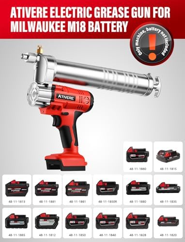 Grease Gun Cordless 10000 PSI for M18 Max Milwaukee 12in Spring Hose