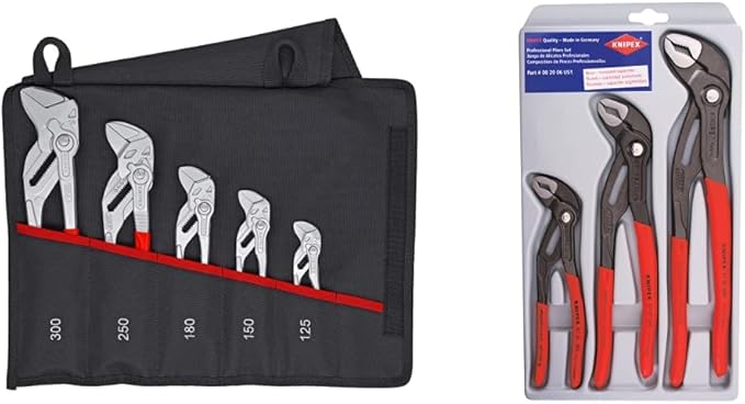 KNIPEX 5 Pc Pliers Wrench Set with KNIPEX 3 Piece Cobra Pliers Set