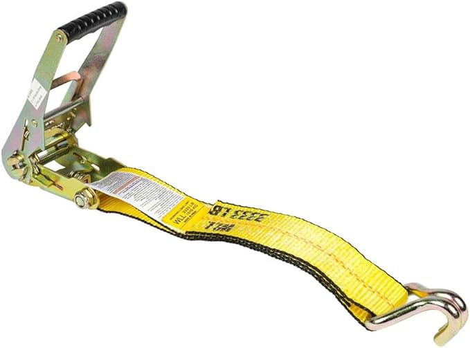 Mytee Products Ratchet Tie-Down Straps with Wire Hook, 2" x 30' Yellow Ratchet Strap | 10,000 Lbs Breaking Strength | Heavy Duty TieDown Ratchet Straps for Flatbed, Truck, Trailers Pickup
