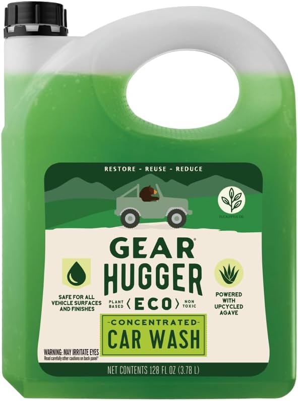 Gear Hugger Car Wash Soap Gallon (128 oz, Pack of 1) – Eco-Friendly Car Cleaner, Biodegradable Car Wash with Natural Saponins & Eucalyptus – Safe Car Soap for All Vehicle Surfaces