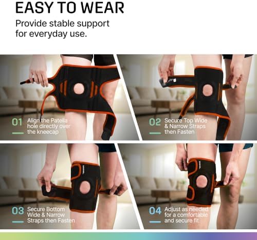 Modvel Knee Brace with Side Stabilizers & Patella Gel Pads for Pain Relief and Joint Support Breathable, Non-Slip Compression Sleeve for Men & Women, Arthritis, Meniscus, ACL Recovery