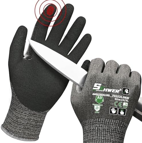 Schwer ProGuard Highest Level Cut Resistant Work Gloves PR3326 for Extreme Protection，ANSI A9 Cut Gloves with Reinforced Thumb, Non Slip, Non PFAS, Durable, Touch-screen, Black 2 Pairs（XL）