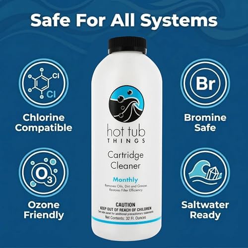 Hot Tub Things Spa Filter Cartridge Cleaner Removes Oils Dirt 32 oz