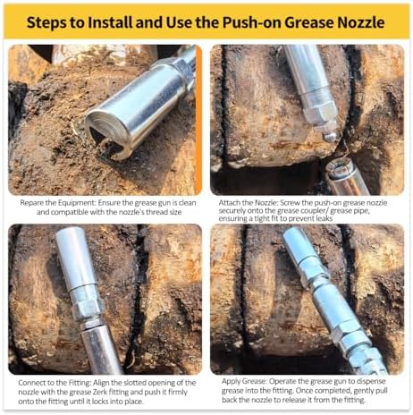 Grease Gun Push on Coupler with 1/8 Inch NPT Threads, Match with 1/8 Inch NPT Grease Hose
