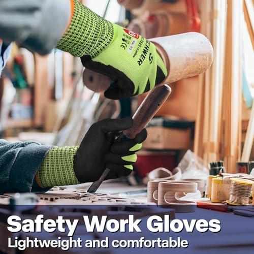 Schwer ProGuard Highest Level Cut Resistant Work Gloves PR3326 for Extreme Protection，ANSI A9 Cut Gloves with Reinforced Thumb, Non Slip, Breathable, Durable, Touch-screen, Yellow1 Pair（S）