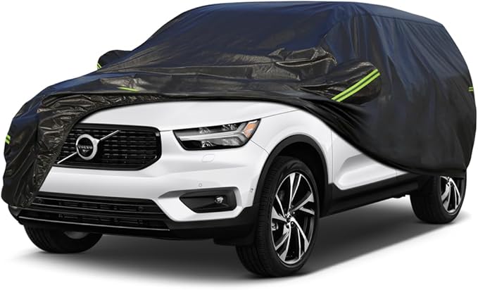 KouKou Waterproof SUV Car Cover Suitable for Volvo XC40 from 2018 to 2025, 7 Layers Windproof All Weather Waterproof Outdoor Cover Sun Rain UV Dust Snow Protection. Black