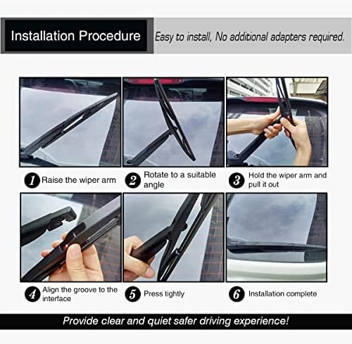 Replacement for Fiat 500 2011-2019 Silent Wipers -FAPIUO Front and Rear Windshield Wipers 24"+14"+12" Full Blade Set (3 Pack) U/J HOOK
