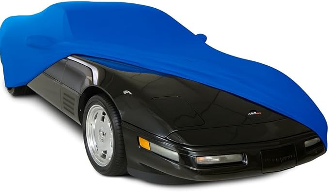 SR1 USA C4 Corvette Indoor Car Cover - Custom Fit Ultraguard Stretch Satin - The Ultimate High End Fit with Storage Bag for 1984-1996 C4, Z51, GS, ZR1 Convertible, Hardtop Corvettes (Blue)
