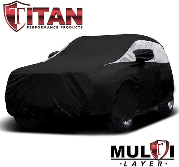 Titan Premium Multi-Layer PEVA Car Cover for Compact SUV 170-187". Waterproof, UV Protection, Anti-Scratch Protective Lining, Driver-Side Zippered Opening. Fits Rav4, Rogue, CR-V and More.