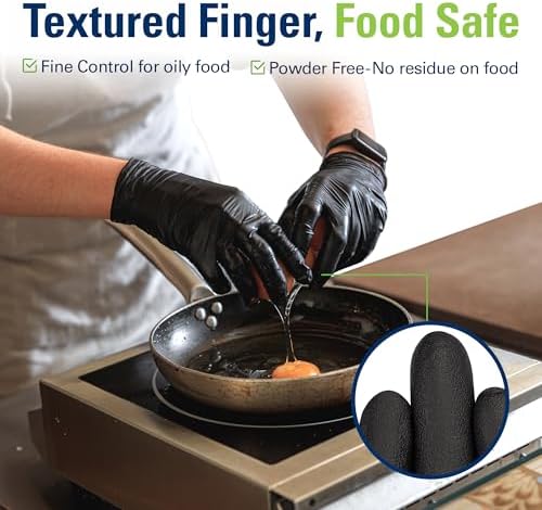 SWIFTLITE Black Nitrile Gloves Disposable Latex Free, Food Safe