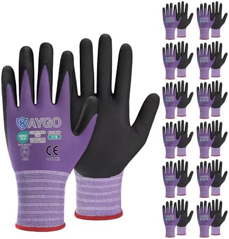 KAYGO Safety Work Gloves, MicroFoam Nitrile Coated, Men Women,KG18N