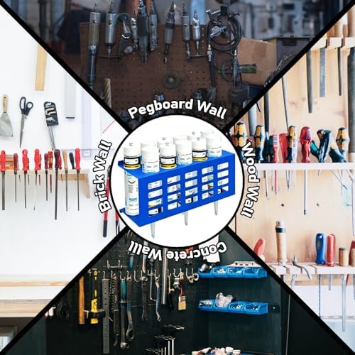 Metal Wall Mount Caulk Tube Holder Rack, Blue