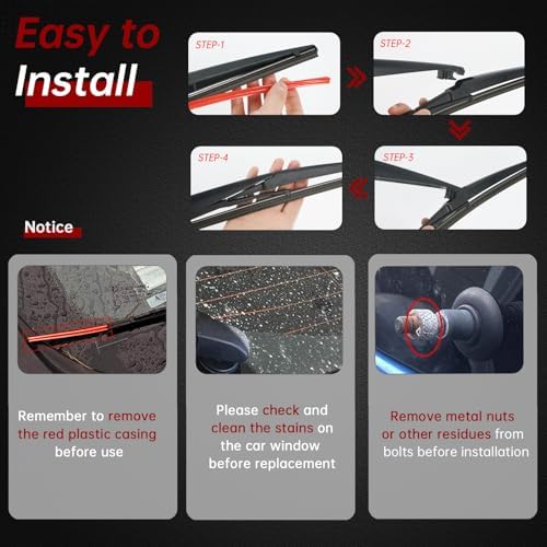 OTUAYAUTO Rear Windshield Wiper Arm Blade Set - Replacement for Toyota RAV4 2019-2023 - Factory Style Back Wiper Cover Accessories Assembly for Rear Window