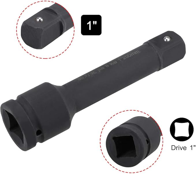 uxcell 1" Drive by 8" Impact Extension Bar for Use with Air Impact Wrenches, Breaker Bars, Ratchets, CR-MO Steel