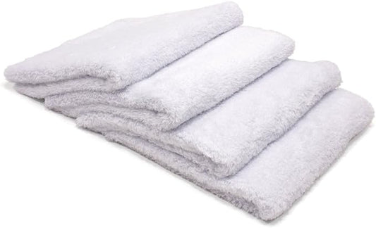 Autofiber Korean Plush Premium Edgeless Microfiber Detailing Towels - Pack of 4, White (16 inch x 16 inch)