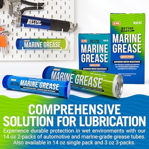 Better Boat Marine Grease Tube, 2 Pack 14 Oz, Waterproof High Temp Trailer