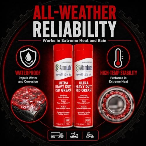 AtomLube Ultra Heavy Duty Red Grease, 2-Pack of 14 oz Tubes