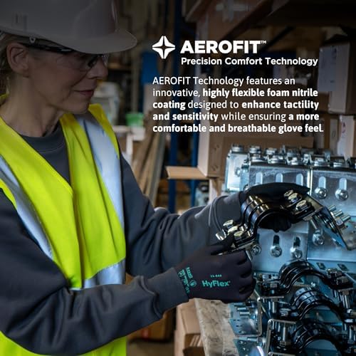 Ansell HyFlex Multi-Purpose Touchscreen Work Gloves with Aerofit Precision Comfort Technology