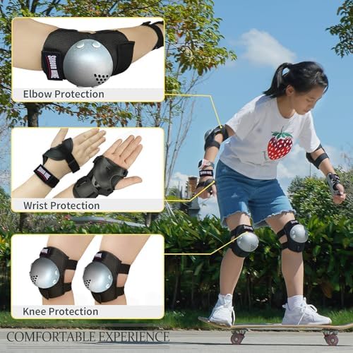 Kids Protective Gear Knee Pads Elbow Pads & Wrist Guards for Roller Skating