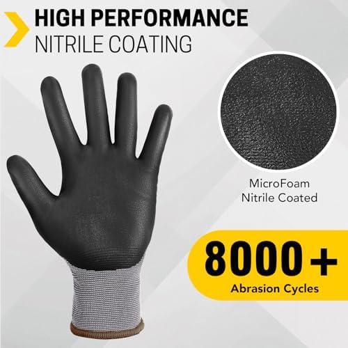 FURWEY Work Gloves, 16/32Pairs Nitrile, Seamless Nylon Knit