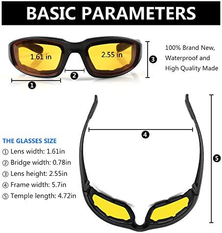 3 Pair Motorcycle Riding Glasses Padding Goggles UV Protection Dustproof Windproof Motorcycle Sunglasses for Outdoor Actives