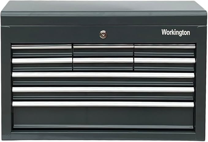 Workington Portable Metal Tool Chest with 9 Drawers, 24" 9-Drawer Tool Chest Cabinet with Ball Bearing Drawer Slides, Steel Tool Storage Box Organizer 4006 Gray