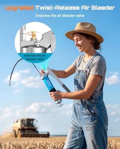 Seesii 10000PSI Grease Gun, Gear-Assisted Lever, Upgraded Air Bleeder