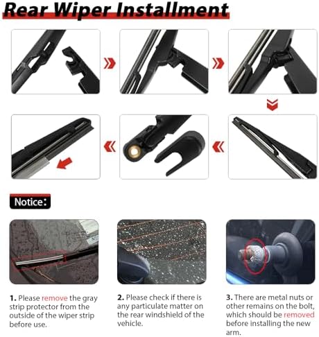OTUAYAUTO Rear Wiper Arm and Blade Set - Replacement for Kia Seltos 2019-2024 Back Window Wiper Accessories Assembly OEM 98850-C5100