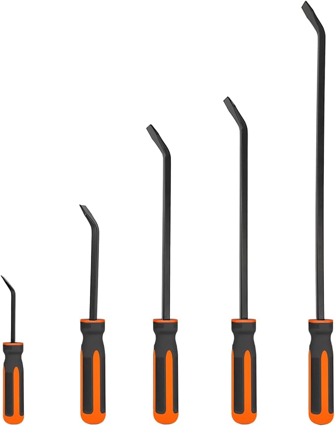 Pry Bar Set of 5 PCS, Heavy Duty Pry Bar, Mechanic Hand Tools, Crowbar with Thicker Strike Cap Handle