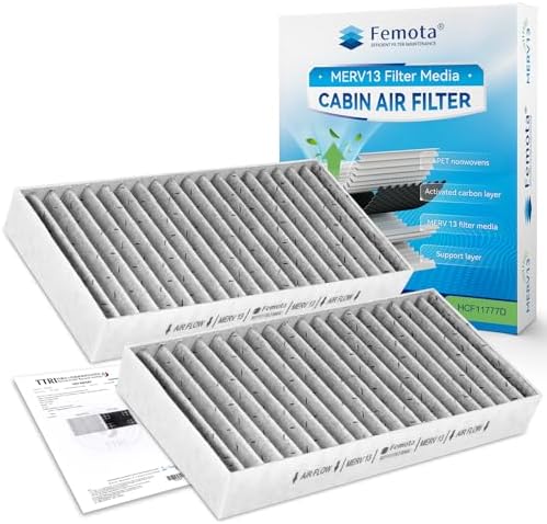Certified MERV 13 Cabin Air Filter with Activated Carbon, CF11777 for Jeep Wrangler (2011-2017), Wrangler JK (2018), Replace: 68233626AA, 55111302AA, 68535613AA