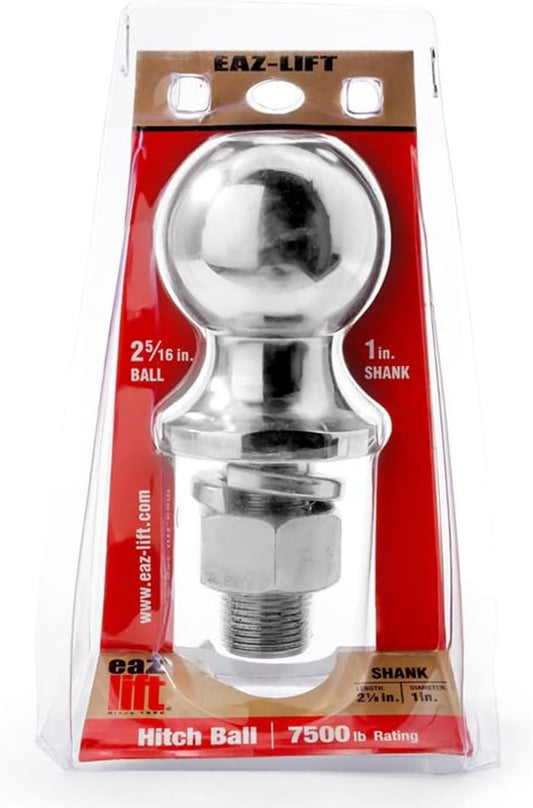 Camco Eaz-Lift 48224 2 5/16" Hitch Ball with 1" Shank -Chrome Plated Heavy Duty Steel 7,500 lb Rating
