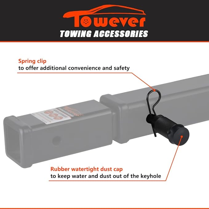 83522 5/8 inch Trailer Hitch Locking Pin, Solid Steel Tow Hitch Lock with Anti Rattle O-Rings Fits Class III IV V 2 inches and 2-1/2 inches Receiver