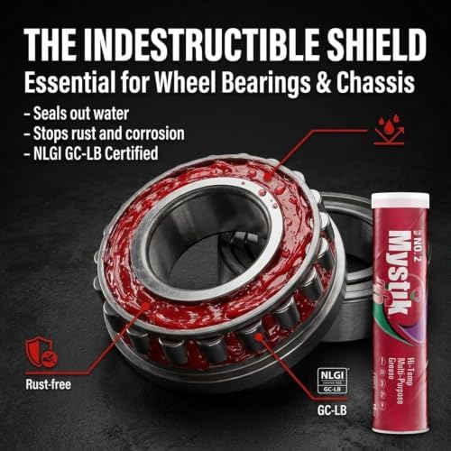 Mystik JT-6 High Temp Grease Tube for Grease Gun, Multi Purpose Red Lithium Complex, NLGI 2, Wheel Bearing Grease, 14 oz, 1 Pack