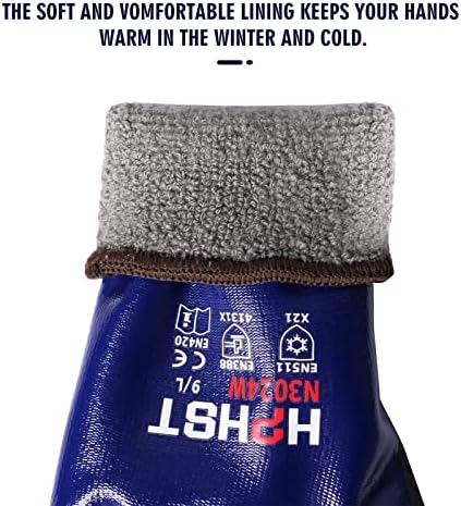 Waterproof Work Gloves,Winter Work Heavy Duty Oil Resistant Gardening with Nitrile Coating