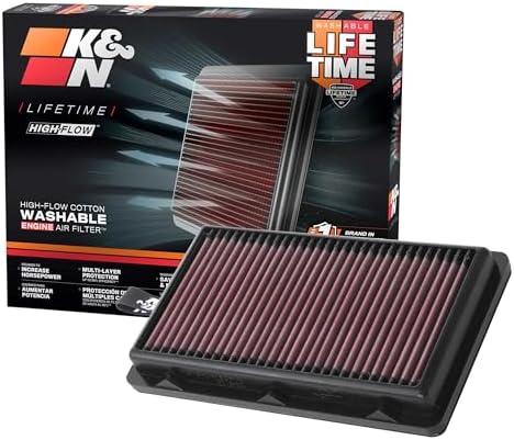 K&N High-Flow Original Lifetime Engine Air Filter: Increase Power: Washable: Compatible with 2020-2026 HYUNDAI/KIA: Santa Cruz, FE, Sonata, Staria, Tucson, Carnival, Sedona, Sorento, Sportage, 33-5108
