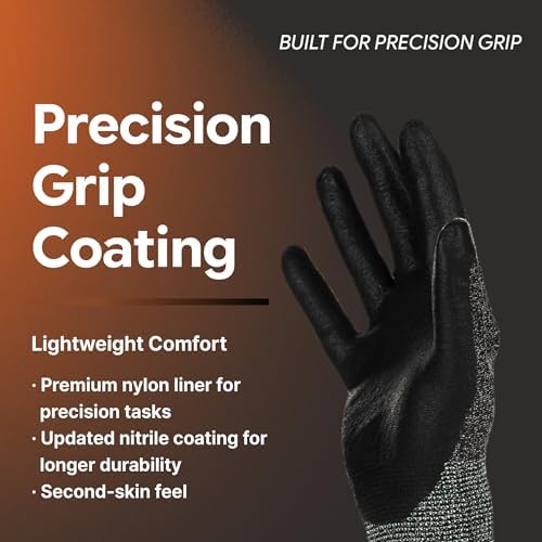 DEX FIT FN320 Precision Grip Work Gloves, 3D-Comfort Fit, Ultra Stretch Nylon Gloves, Lightweight & Flexible for Warehouse Handling, Assembly, Delivery, and Gardening, Blue, M, 1 Pair