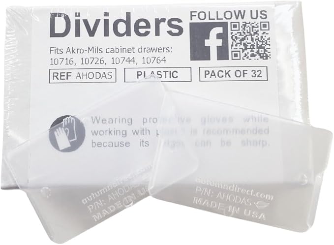 Pack of 32 Divider for Small Drawers Plastic Storage Hardware Cabinet, Compatible with Akro-Mils 40716 (Small Drawer Size)