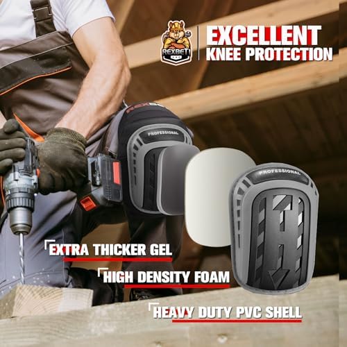 REXBETI Knee Pads for Men, Anti-slip Construction Gel Knee Pads for Work
