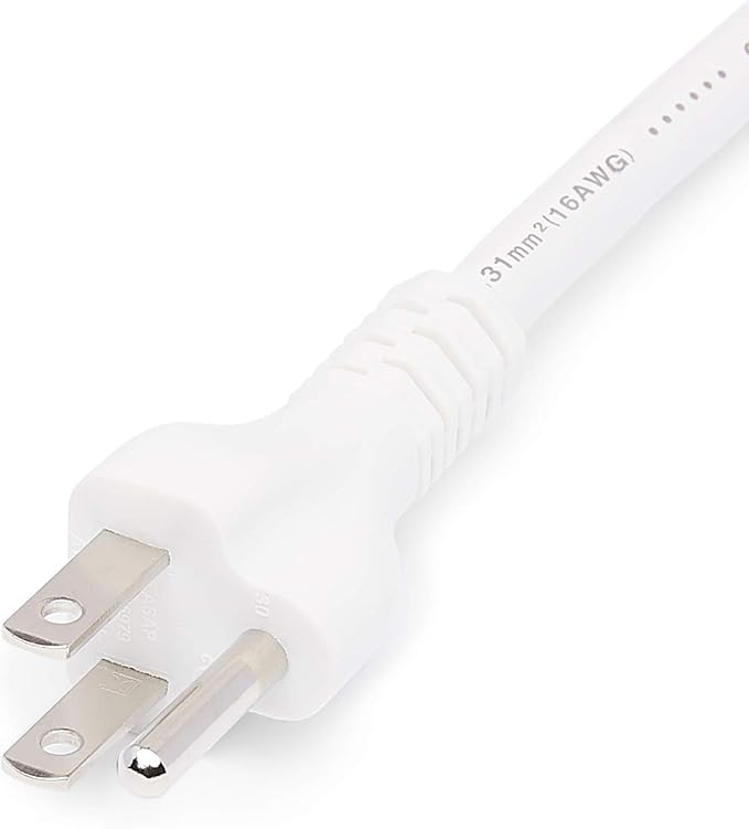 Amazon Basics Extension Cord, 10 Ft, 3-Prong Outlet Extender, Indoor Use, 13 Amps, 125V, White