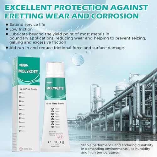 Molykote G-N Plus Paste 100g Molybdenum Disulfide Lubricating Grease for Bearings Gears Gearbox and Threads Assembly & Run-in of Metal Component, Low Friction