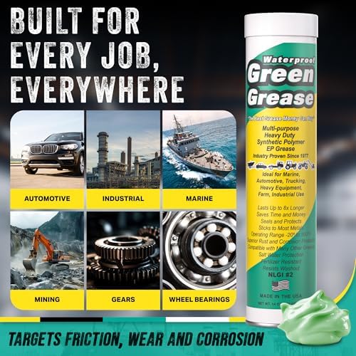 14oz Ultra Heavy Duty Green Grease Tube for Grease Gun - USA Made (1 Pack)