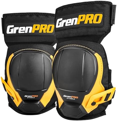 GRENPRO Heavy Duty Knee Pads for Men, Gel Foam, TPR Shell, Construction