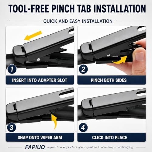 22"+22" Pinch Tab Beam Windshield Wiper Blades Replacement for Chevrolet Silverado 1500 2007-2013, GMC Sierra 1500 2007-2013, Tahoe 2007-2008, Yukon 2007-2008, Cadillac Escalade 2007 (Set of 2)
