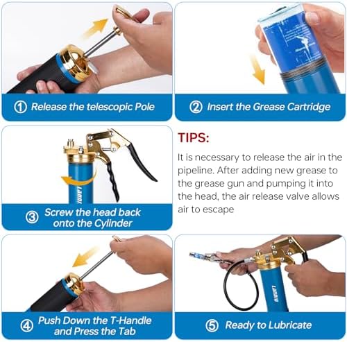 Grease Gun Kit: 8000 PSI Grease Gun, 0.53" Coupler & 90° Adapter