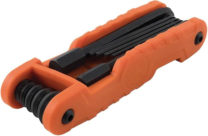 Klein Tools 70550 Hex Wrench Key Set, 11 SAE Sizes, Heavy Duty Folding Allen Wrench Tool with Extra Long Hex Keys