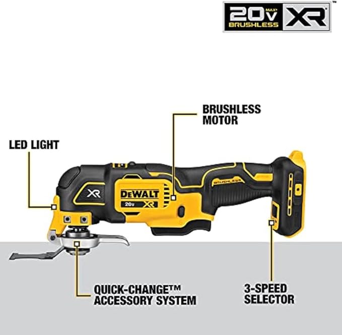 DEWALT 20V Max XR Oscillating Multi-Tool, Variable Speed, Tool Only (DCS356B) & DEWALT 20V Max Cordless Drill Combo Kit, 2-Tool (DCK240C2), Yellow/Black Drill Driver/Impact Combo Kit
