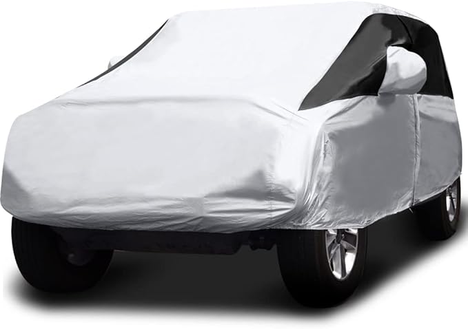 Titan Premium Multi-Layer PEVA Car Cover for Wrangler 4-Door SUVs 164-184". Waterproof, UV Protection, Anti-Scratch Protective Lining, Driver-Side Zippered Opening. Fits Wrangler SUVs.