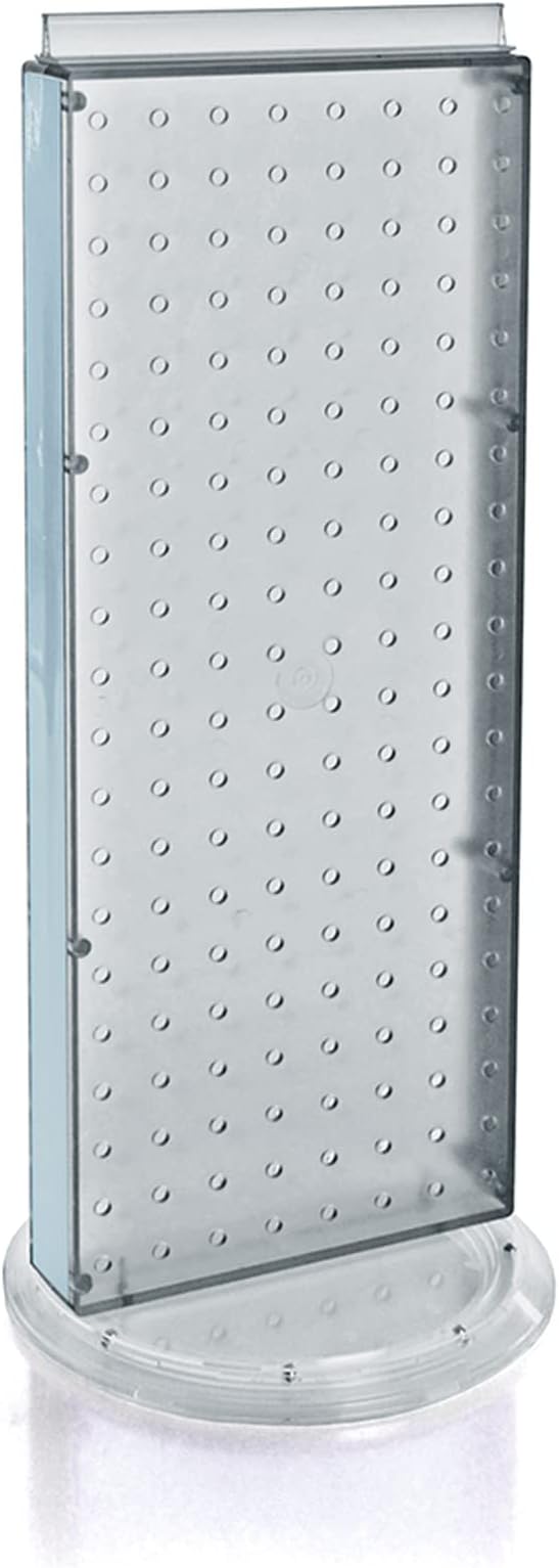 Azar Displays 700509-CLR-SPN 8-Inch W by 20-Inch H Revolving Base Pegboard Counter Unit, Clear