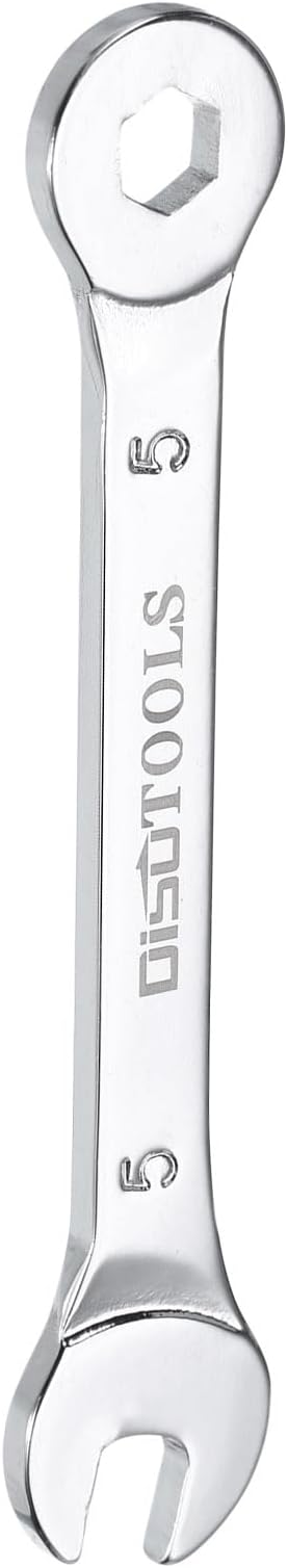HARFINGTON Thin Combination Wrench Metric 5mm 6-Point Ended Box 15 Degree Offset Open End CR-V Chrome Plated Steel, Silver