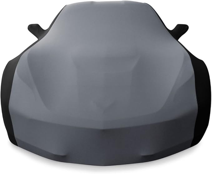 SR1 Performance USA Ultraguard Stretch Satin Indoor Car Cover for C7 Corvette (2014-2019) – Sport Series Custom Fit, Soft Dust Protection, Scratch-Free, Breathable Garage Cover (Gray/Black)